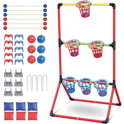 3-in-1 Gartenspiele für Kinder & Erwachsene - Leitergolf, Gartenpong, Sackwerfen