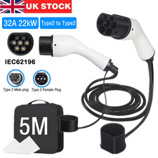 32A 22kW EV Charging Cable Type 2 to Type 2 EV Charger Portable Single Phase 5M