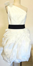 White by Vera Wang White  One Shoulder Bow Ruffle Cocktail Dress Size 4