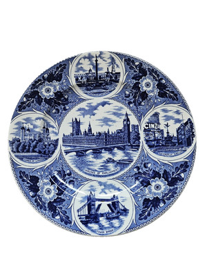 London Wandteller   Blau-Weiß   Tower Bridge Big Ben Westminster   25 cm