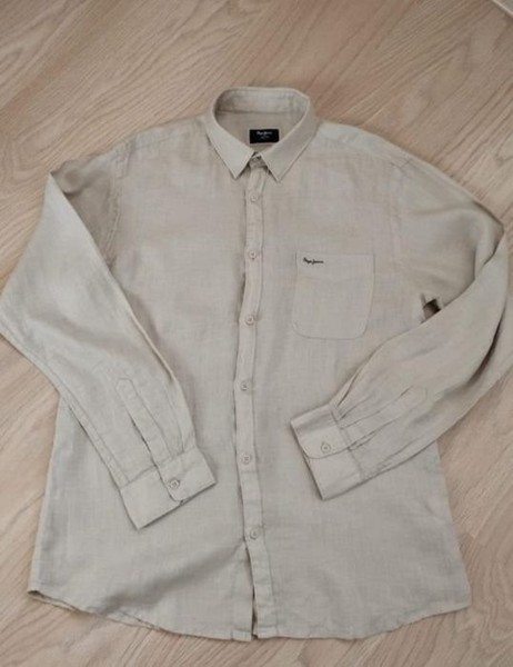 Men Pepe Jeans London Shirt Beige Linen 38