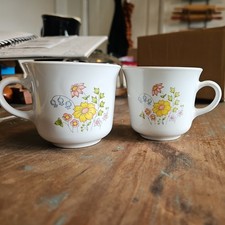 (2) Corelle Spring Meadow Flowers Coffee Tea Cup Mug Corning Ware