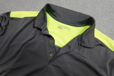 Nike Golf Dri-FIT Polo Mens Large Gray Yellow Colorblock Golf Epson Breathable