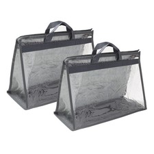 Powder handbag bags, 2 pcs transparent bag M size, gray