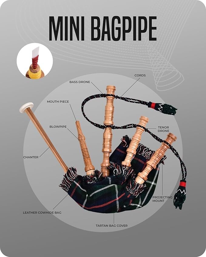 Mini Miniature Bagpipe, Rosewood Bagpipe For Beginners (Mackenzie