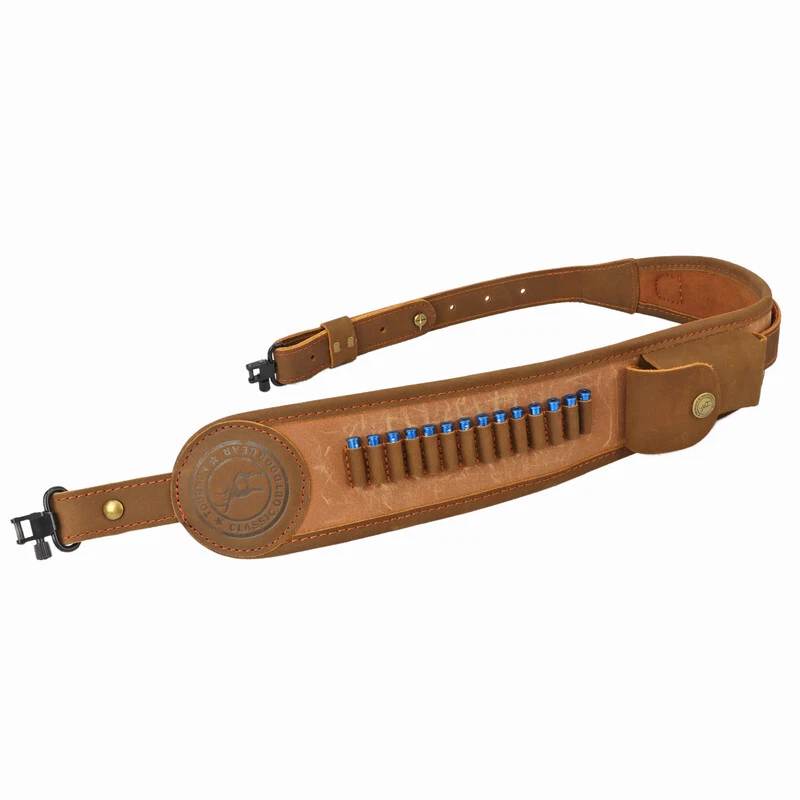 TOURBON Canvas Rifle Sling .22LR Bullets Holder Pouch Finger Rest w/Swivels Clip - Image 2 of 4
