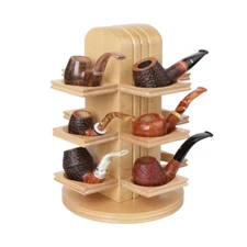 MUXIANG Handmade Tobacco Pipe Stand Rack Holder for 12 Smoking Pipe 360 Rotating