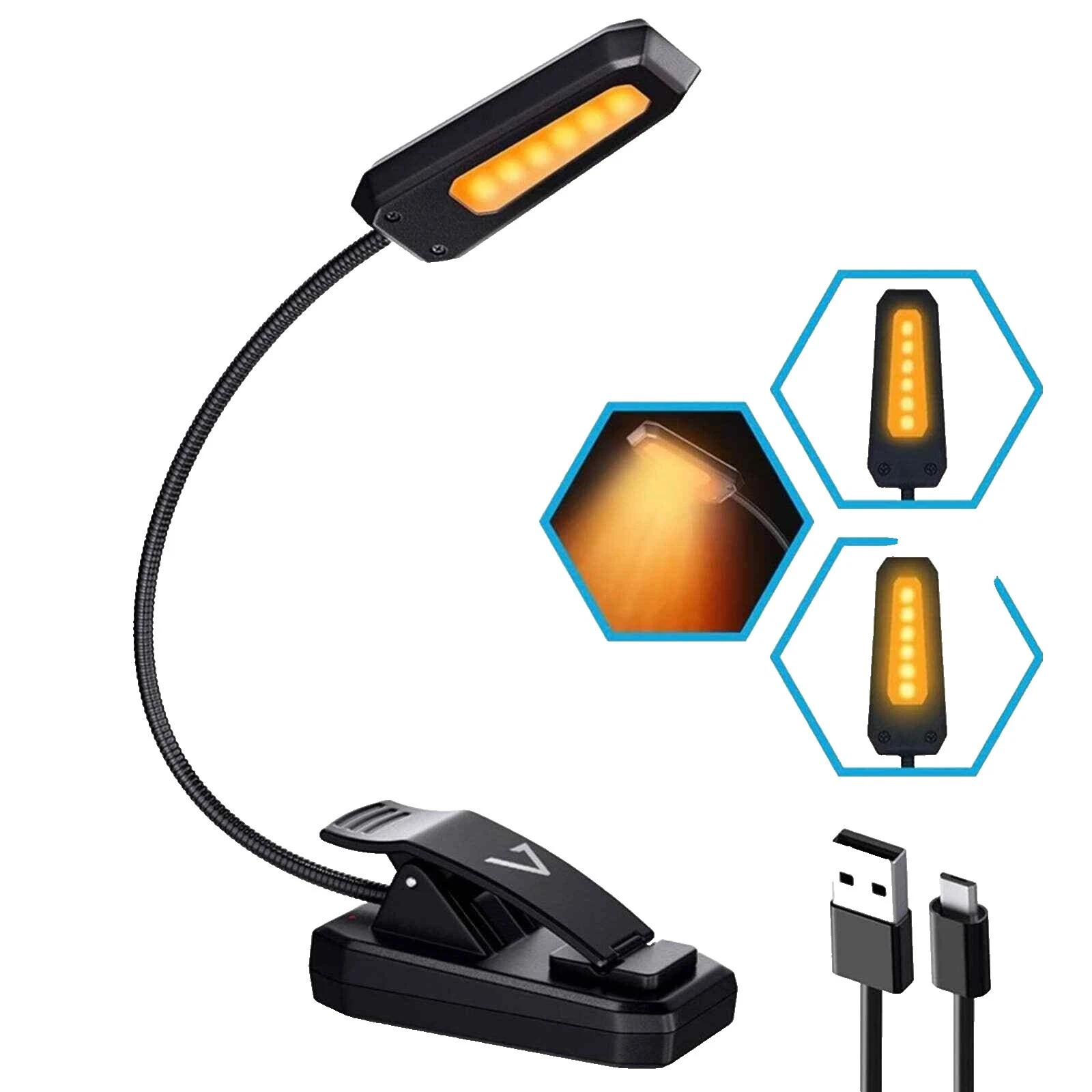 Negro Con Clip Luces Luces de Lectura