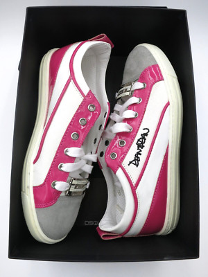 DSQUARED Dean & Dan Sneaker Glossy Patent Pink Women Size 39 Made in Italy NWB