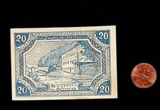 1920 Austria  ST GOTTHARD 20 Heller Banknote / Notgeld