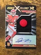 2022 Panini XR Rookie Xcellence Auto Swatches Hat Button Skyy Moore 1/1 #X12594