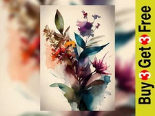 Whispers of Nature: Watercolor Print Bouquet of Ethereal Hues 5" x 7"