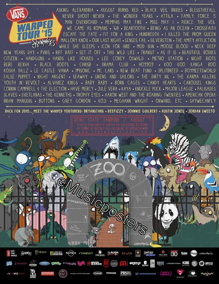 VANS WARPED TOUR 2015 SALT LAKE CONCERT POSTER -Asking Alexandria