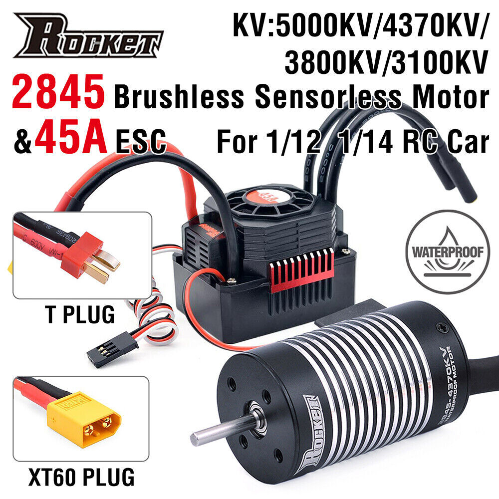Rocket 2845 Brushless Sensorless Motor 45A ESC for 12428 1/12 RC Car