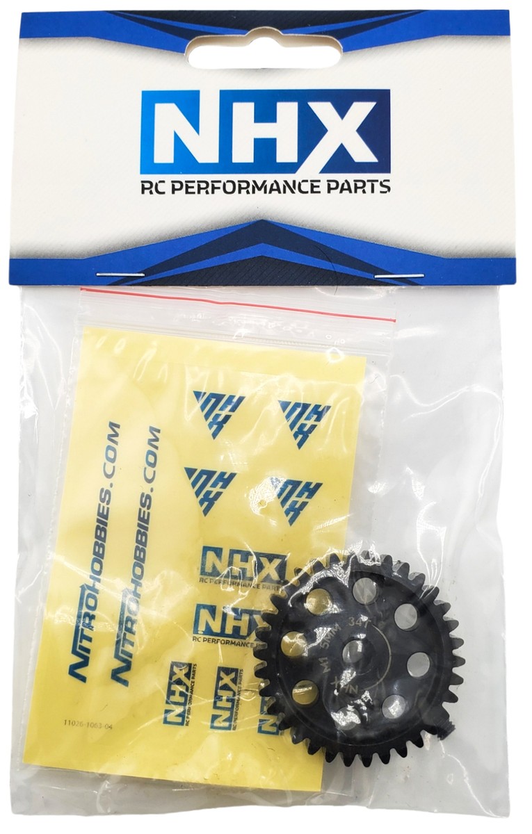 Pignone In Acciaio Temprato NHX MOD1 34T Foro 5mm Per Drag Racing RC - Modellismo Elettrico
