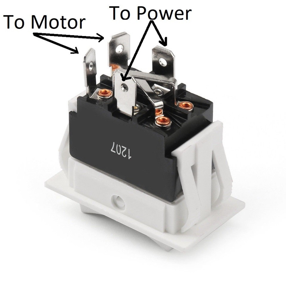 MOMENTARY Rocker Switch for Polarity Reversing DC Motor Control, (ON ...