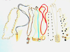 Heavy gold tone sphere pendant, leather strings. Love, Faith, +  You get all 8