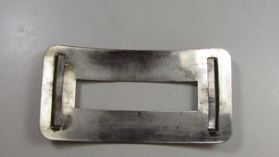 GRANDE BOUCLE DE CEINTURE ANCIENNE POUR FEMME VINTAGE DESIGN 1960 METAL CHROME - Photo 3/4