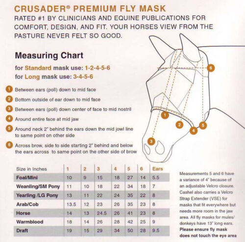 CASHEL FLY MASK WARMBLOOD HORSE LONG COVERS NOSE EARS CRUSADER Sun Protection - Picture 3 of 11