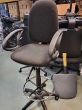 Used Draughtsman Chair High Back Ergonomic With Adjustable Foot Ring - Dark Grey