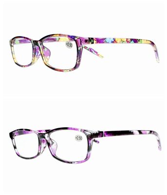 Women Fashion Full Flower Rectangle Frame Temple Reading