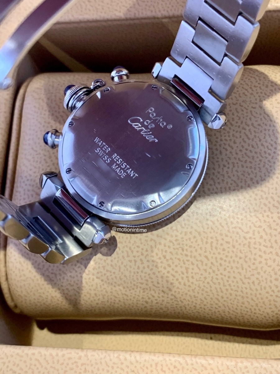 Cartier Pasha Chronograph 35mm, Blue Dial,Steel On Bracelet