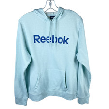 Reebok Hoodie Light Weight Light Blue Long Sleeve Kangaroo Pocket Womens XL Soft
