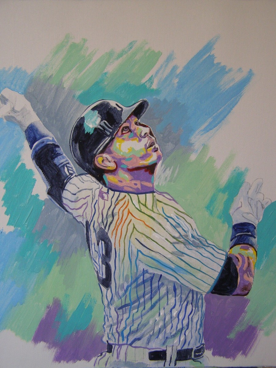 Alex Rodriguez MLB Yankees Baseball Original Acrylic Painting
