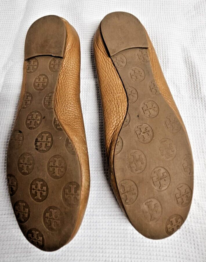 TORY BURCH Minnie travel ballet flat camel pebbled all leather upper woman Sz 6M thumbnail 5