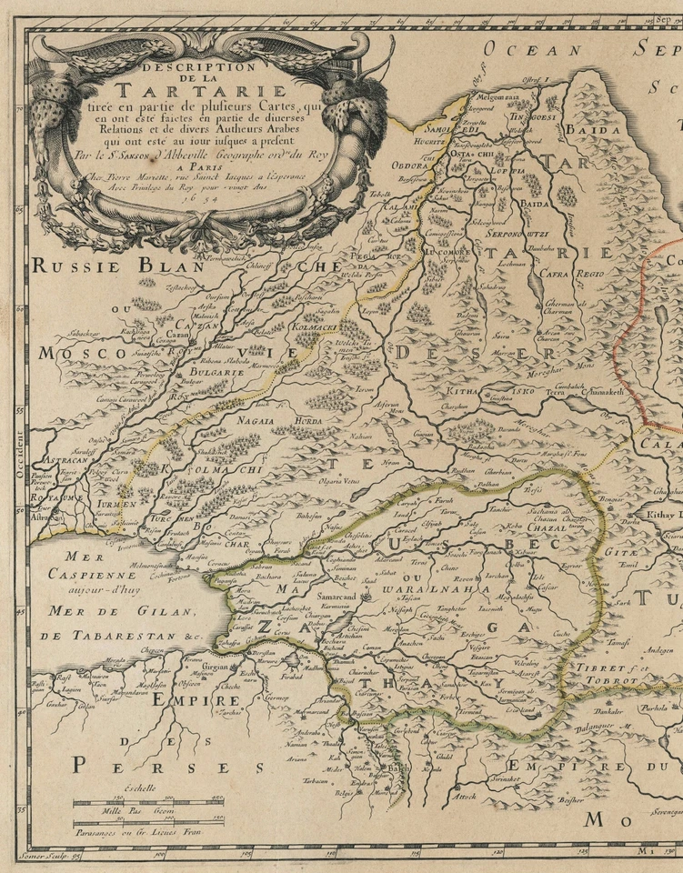 Antique Map "Description De La Tartarie" (Tartarian Empire) Nicolas Sanson, 1654 - Image 3 of 4