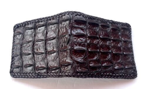 Man Bifold Dark Brown Wallet Genuine Real Bone Crocodile Alligator Skin Leather - Bild 1 von 8