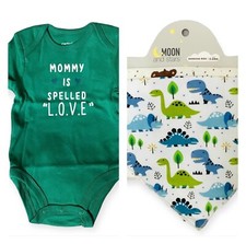 Carter's Mommy Spelled Love   Green Bodysuit One Piece 3 Mo  Bandana Bibs NEW