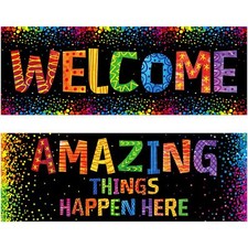Classroom Banner Poster, 2 PCS Colorful Confetti Bulletin Board Decoration Mo...