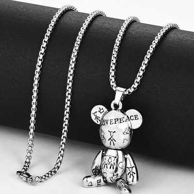 A Small Bear Necklace with Four Adjustable Legs, Suitable for Men'S Trendy