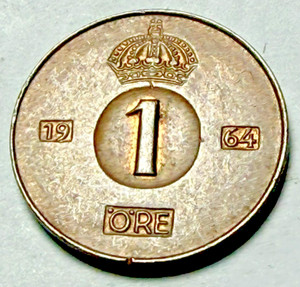 1964 SWEDEN COIN 1 ORE 