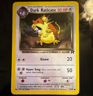 Dark Raticate 51/82 Team Rocket Unlimited Regular 50 HP Eng