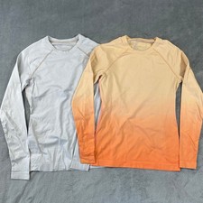FIGS Long Sleeve Underscrub Women S Orange Ombre Grey 2 Pack W22KW1028 Seamless