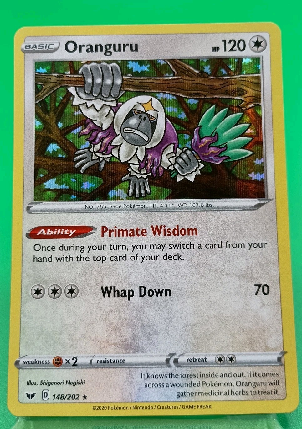 Holo Oranguru 148/202 Rare Sword & Shield Base Set Pokemon TCG