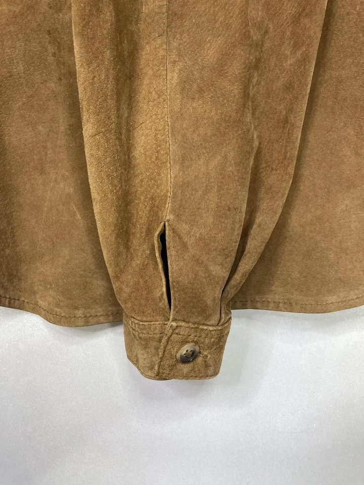 Chaqueta con flecos de cuero gamuza vintage JH Collectibles para mujer talla 10 marrón años 90 Foto 4 de 4