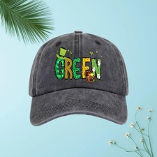 Unisex Funny GREEN St. Patrick's Print Dad Hat-Leprechaun Shenanigans Washed Cap