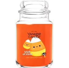 Yankee Candle Halloween "TRICK OR TREAT" Candy Corn & Spooky Sugar ~Large 22 oz