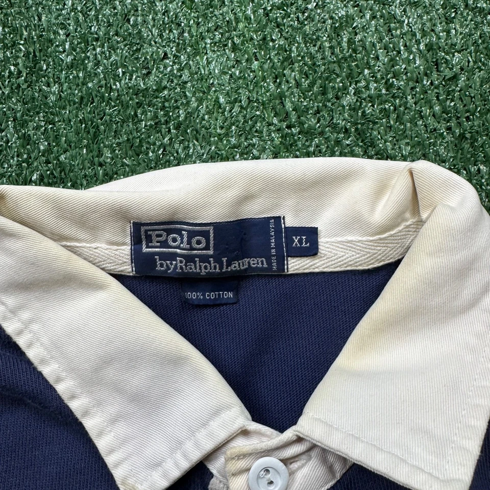 Polo de Rugby Ralph Lauren Vintage Años 90 Para Hombre Talla XL Verde Manga Larga * LEER Foto 2 de 4