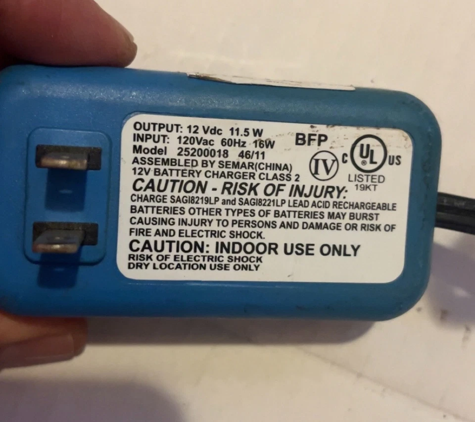 Peg Perego OEM 12 volt blue charger ride on car 25200018 (mecb0086u) - Image 2 of 3