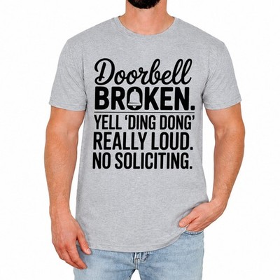 Lustiges Türklingel Herren T-Shirt Schreien Ding Dong Kein Werben Geschenk für Ihn