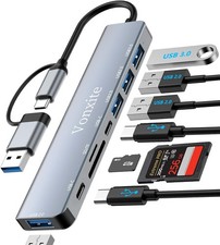 USB Hub 3.0 8 in 1 Multiport Adapter Aluminium mit 1x USB 3.0 3x USB 2.0 2x