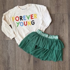Mini Rodini Forever Young Sweatshirt Green Tulle Layered Skirt 92/98 2-3y