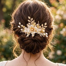 Gold Flower Bride Wedding Hair Clips Piece Bridal Hair Accessories