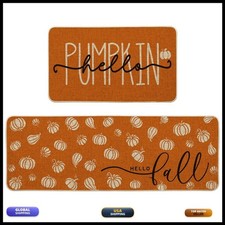 Artoid Mode Orange Hello Pumpkin Kitchen Mats Set of 2 - 17x29+17x47
