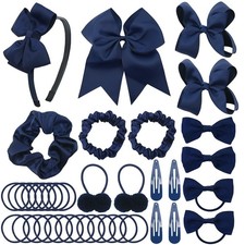 Pack of 37 School Uniform Hair Bow Accessories - Grosgrain Hair Clips Bow Hea...