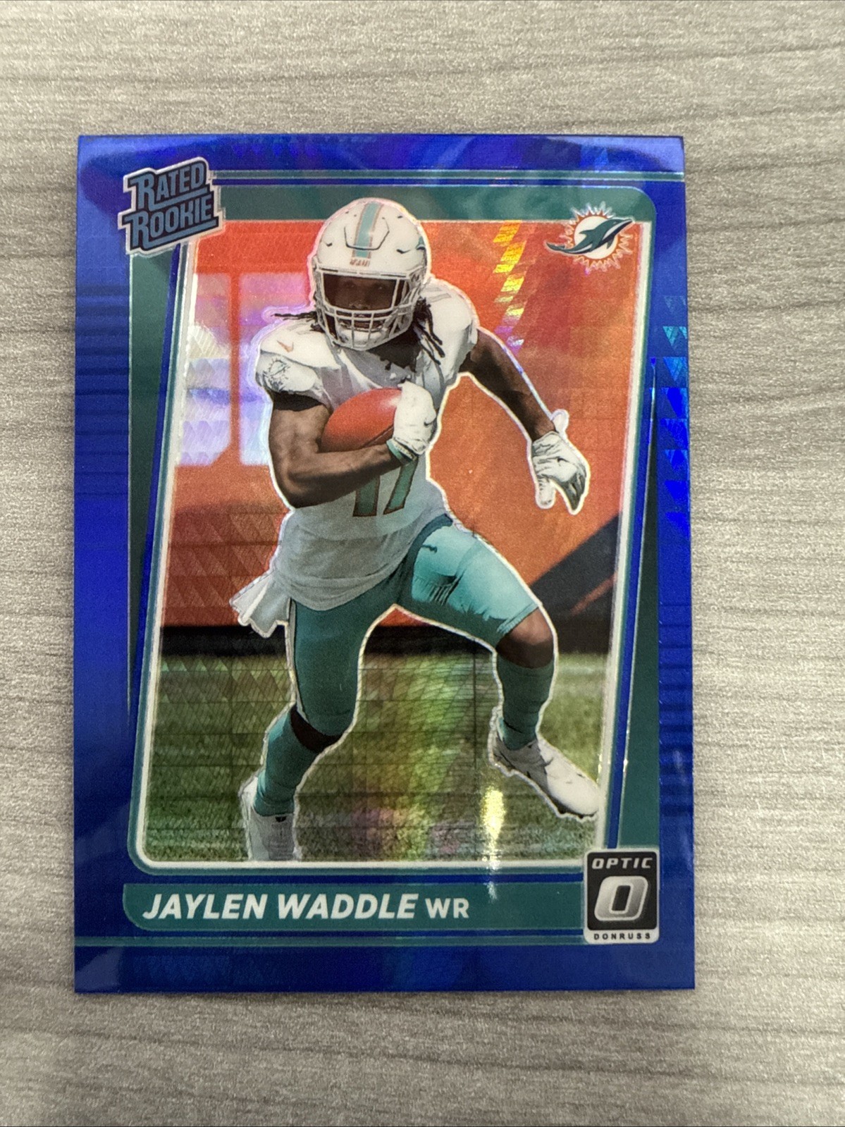 2021 Panini Donruss Optic Jaylen Waddle Blue Hyper Prizm Rated Rookie RC #208